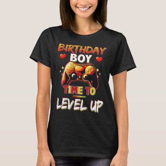 Level Up Birthday Boy Video Game Tシャツ (正面)