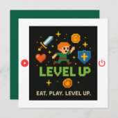 Level Up Birthday Card – Pixel Gamer Flat Card (正面/裏面)