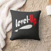 Level-Up Black throw pillow クッション (ブランケット)