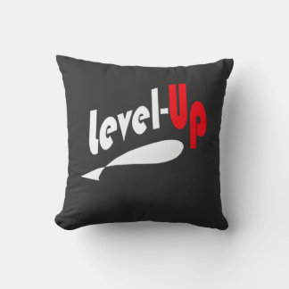 Level-Up Black throw pillow クッション