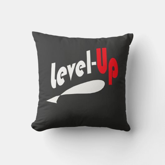 Level-Up Black throw pillow クッション (正面)