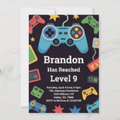 Level Up Boys Gamer 9th Birthday Party 招待状 (正面)