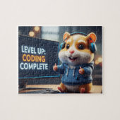 Level Up Coding Complete – Cute Gamer Hamster Prog ジグソーパズル (横)
