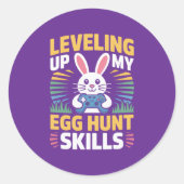 Level Up Easter Egg Hunt Gamer Bunny Sticker ラウンドシール (正面)