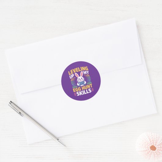 Level Up Easter Egg Hunt Gamer Bunny Sticker ラウンドシール (封筒)