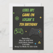 Level Up Game On Birthday 招待状 (正面)