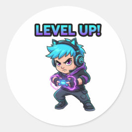 Level up game Sticker ラウンドシール