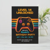 Level Up Gamer Birthday Invitation – Neon Game 招待状 (スタンド正面)