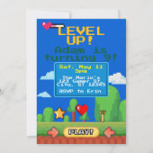 Level Up gamer birthday party 招待状 (正面)