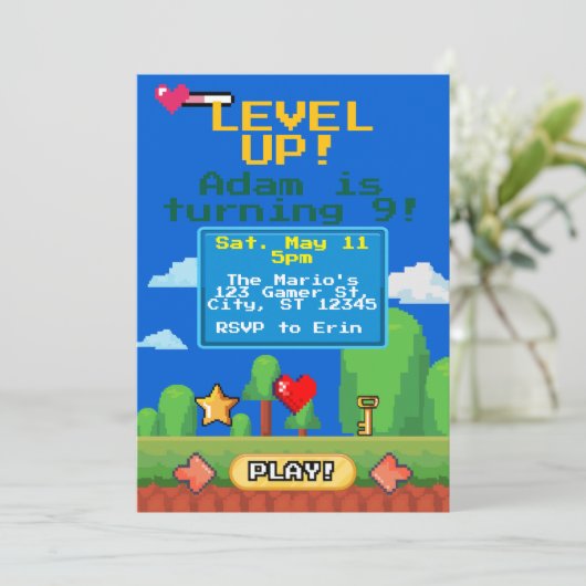 Level Up gamer birthday party 招待状 (スタンド正面)