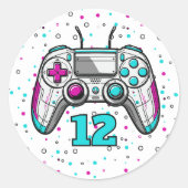 Level Up Gamer Birthday – Video Game Party Favor  ラウンドシール (正面)