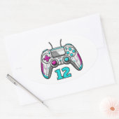 Level Up Gamer Birthday – Video Game Party Favor  楕円形シール (封筒)