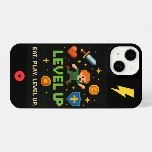 Level Up Gamer iPhone Case – Pixel Retro Style iPhoneケース (裏面横)
