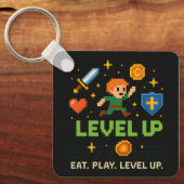 Level Up Gamer Keychain – Pixel Retro Style キーホルダー (正面)