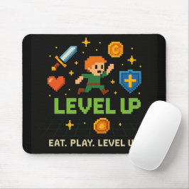 Level Up Gamer Mousepad – Retro Pixel Art Design マウスパッド