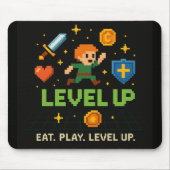 Level Up Gamer Mousepad – Retro Pixel Art Design マウスパッド (正面)