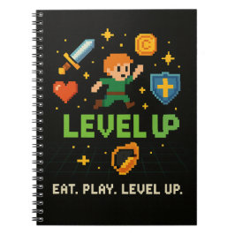Level Up Gamer Notebook – Retro Pixel Gaming Style ノートブック