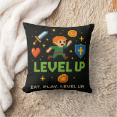 Level Up Gamer Pillow – Retro Pixel Gaming Decor クッション (ブランケット)