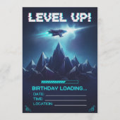 Level Up Gamer Space Sci-Fi Glitch Birthday 招待状 (正面)