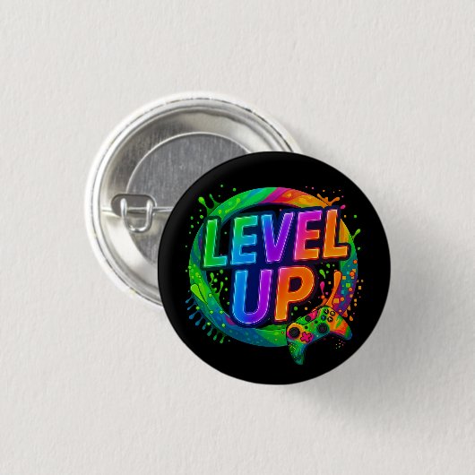 Level Up,  Gamer themed button 缶バッジ (正面&裏面)