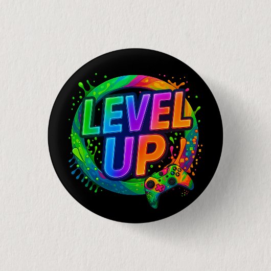 Level Up,  Gamer themed button 缶バッジ (正面)
