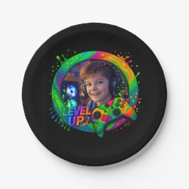 Level Up,  Gamer themed custom photo paper plate ペーパープレート