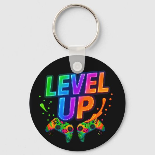 Level Up,  Gamer themed key chain キーホルダー (正面)