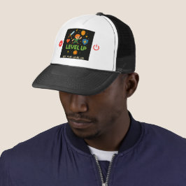 Level Up Gamer Trucker Hat – Pixel Retro Style キャップ