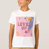 "Level Up" Gaming Illustration with Controller Tシャツ (正面)