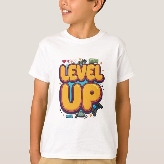 Level Up! Gaming Motivation & Achievement Tシャツ (正面)