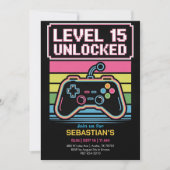 Level Up Gaming Party for Boys 招待状 (正面)