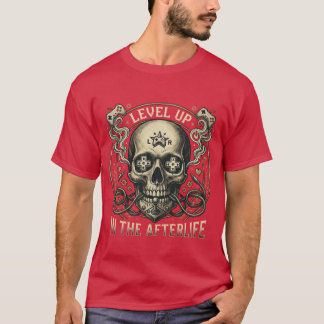 Level Up In The Afterlife - Retro Gaming Skull Tシャツ