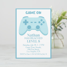 Level Up Party | ビデオゲーム好きな8歳の誕生日 招待状