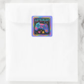 LEVEL UP Pixel Art Gamer Badge スクエアシール (バッグ)