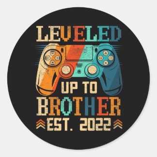 Level Up To Brother Est 2022ヴィンテージビデオゲーム ラウンドシール