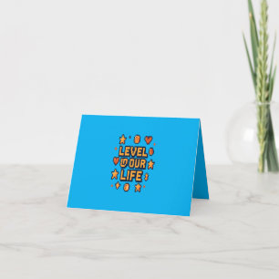 "Level Up Your Life" - Pixel Art やる気を起こさせる Desi サンキューカード