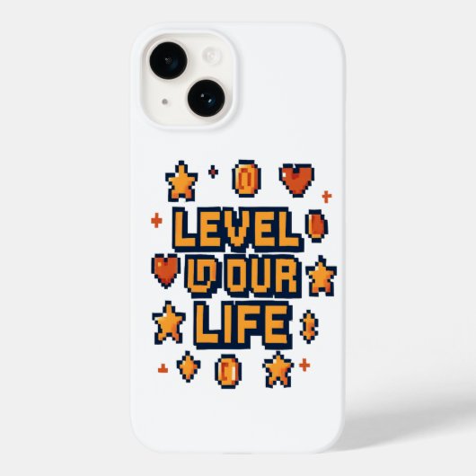 "Level Up Your Life" - Pixel Art やる気を起こさせる Desi Case-Mate iPhoneケース (裏面)