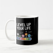Level Up Your Life Progress Bar Gamer Motivation  コーヒーマグカップ (左)