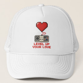 Level Up Your Love, Retro Pixel Gaming Design キャップ