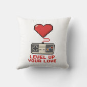 Level Up Your Love, Retro Pixel Gaming Design クッション (裏面)