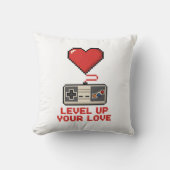 Level Up Your Love, Retro Pixel Gaming Design クッション (正面)