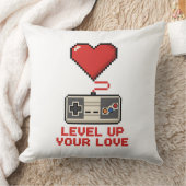 Level Up Your Love, Retro Pixel Gaming Design クッション (ブランケット)