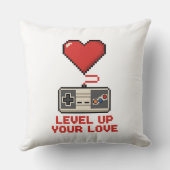 Level Up Your Love, Retro Pixel Gaming Design クッション (裏面)