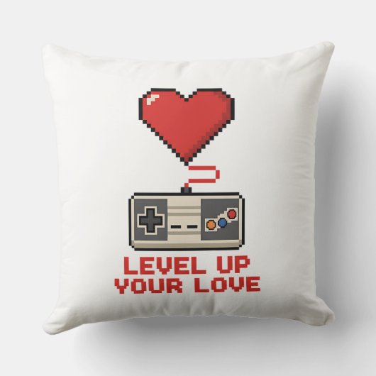 Level Up Your Love, Retro Pixel Gaming Design クッション (裏面)