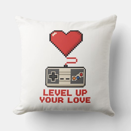 Level Up Your Love, Retro Pixel Gaming Design クッション (正面)