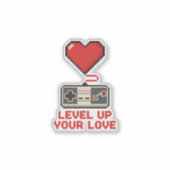 Level Up Your Love, Retro Pixel Gaming Design シール (正面)