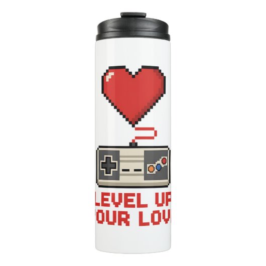 Level Up Your Love, Retro Pixel Gaming Design タンブラー (正面)