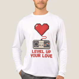 Level Up Your Love, Retro Pixel Gaming Design トライブレンドＴシャツ