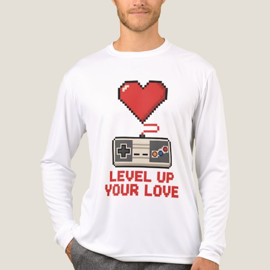 Level Up Your Love, Retro Pixel Gaming Design トライブレンドＴシャツ (正面)