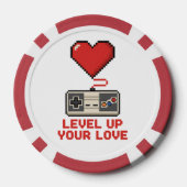 Level Up Your Love, Retro Pixel Gaming Design ポーカーチップ (裏面)
